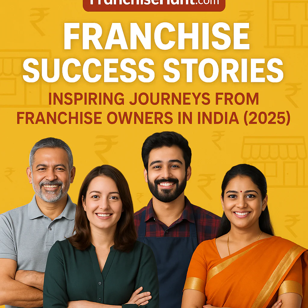 Group of successful Indian franchise owners smiling confidently, showcasing franchise business growth in India (2025)