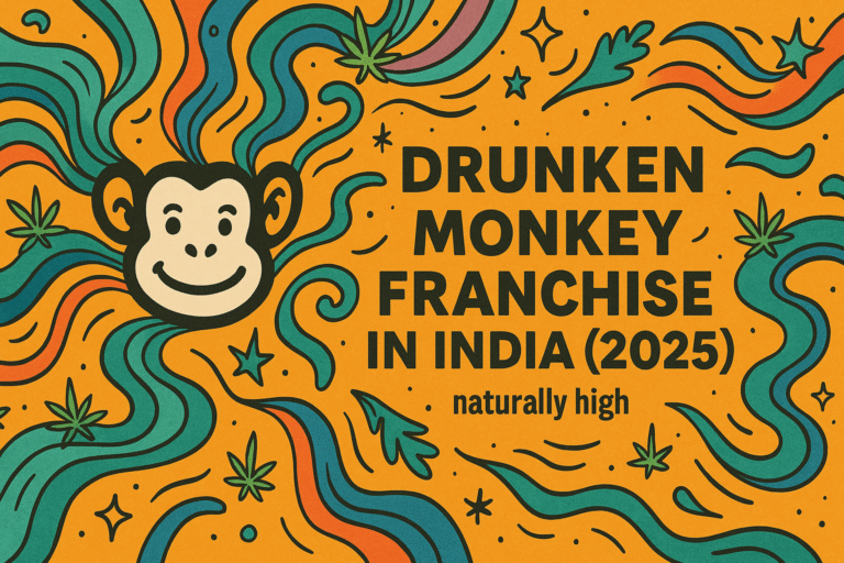 Drunken Monkey franchise India 2025 cover image – naturally high smoothie brand with colorful monkey logo