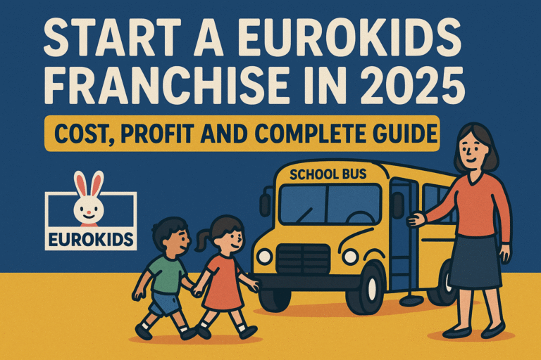 Children walking into a EuroKids school bus – Start a EuroKids Franchise in 2025 with Cost, Profit & Complete Guide