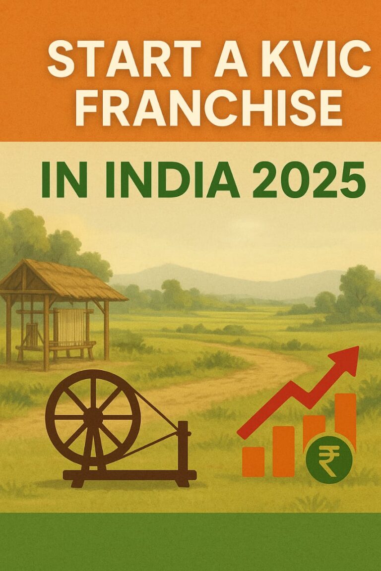 Start a KVIC franchise in India 2025 - rural handloom industry and business growth illustration
