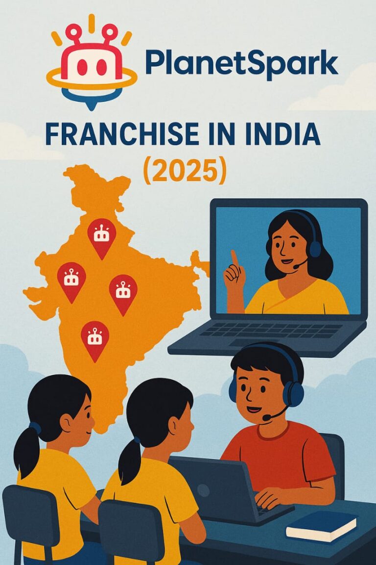 PlanetSpark franchise expansion in India 2025 with online learning and tutoring illustrated on map