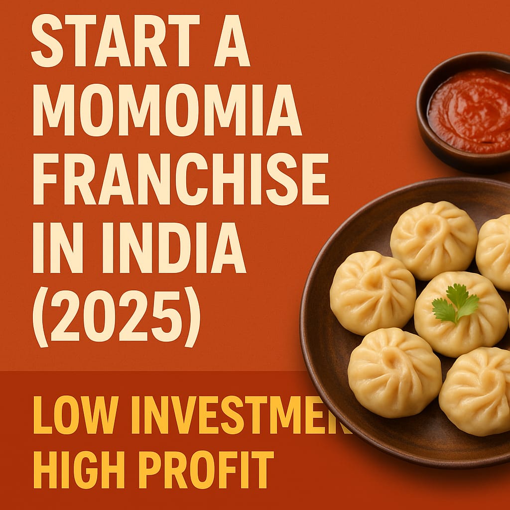Delicious steamed momos with red chutney on a plate, promoting Momomia franchise opportunity in India 2025 with low investment and high profit