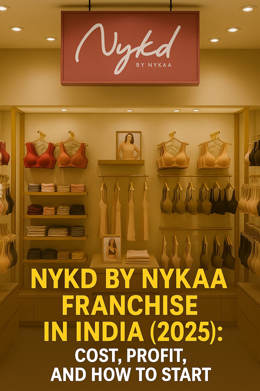 Nykd by Nykaa store interior with elegant lingerie displays and official branding – Franchise setup in India (2025).