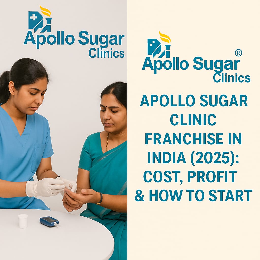 Indian nurse collecting blood sample at Apollo Sugar Clinic – Franchise opportunity in 2025
