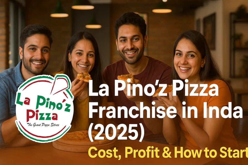 Indian customers enjoying La Pino’z Pizza at a modern restaurant – Franchise business opportunity in India 2025