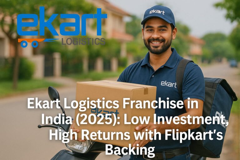 Ekart Logistics Franchise India - Delivery Executive Serving Customer with Package - Real Indian Franchise Operations