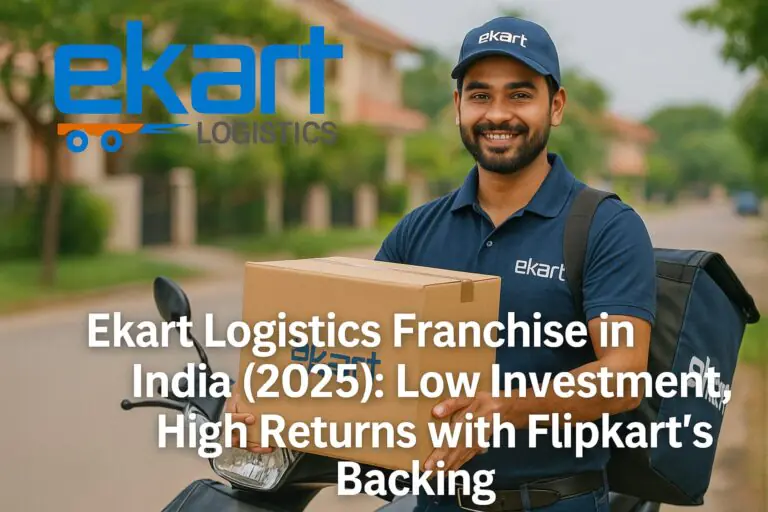 Ekart Logistics Franchise India - Delivery Executive Serving Customer with Package - Real Indian Franchise Operations