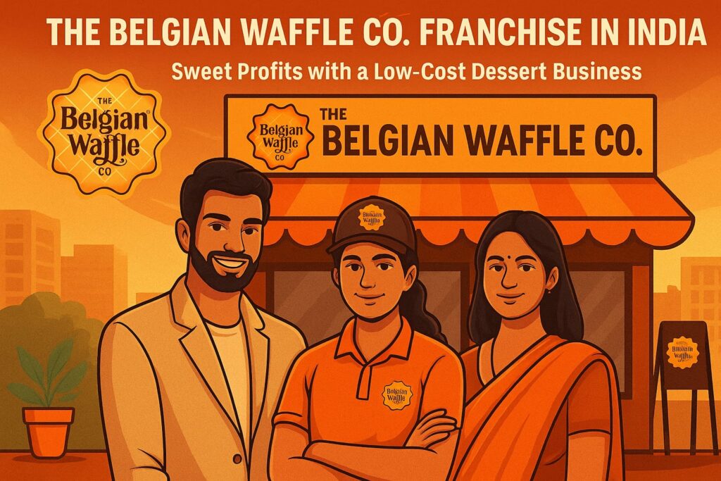 The Belgian Waffle Co. franchise store in India with Indian staff and branding in 2025