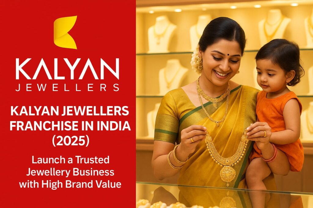 Indian mothers shopping for gold jewelry at a Kalyan Jewellers franchise store in India, showcasing trust, tradition, and luxury.