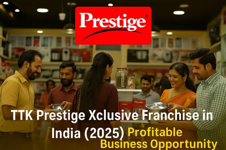 TTK Prestige Xclusive Franchise Store in India with customers shopping for premium kitchen appliances in a modern retail setting