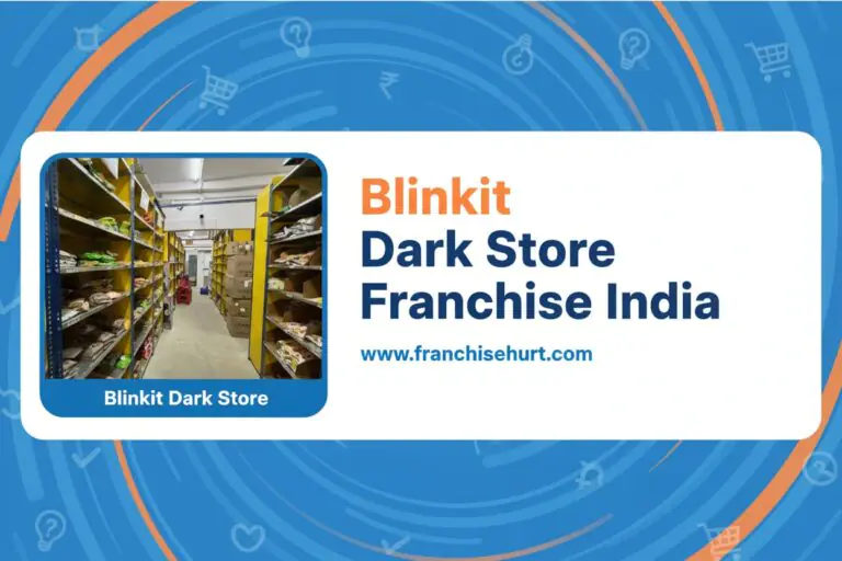 Organized shelves of groceries in a Blinkit dark store showcasing inventory management for quick commerce franchise in India.