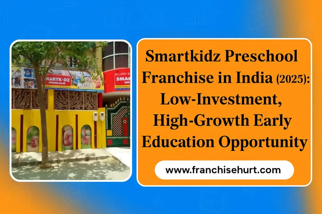 SmartKidz Preschool Franchise in India (2025) – Low-investment early education business opportunity with high growth potential, showcasing the SmartKidz school building and colorful learning environment.