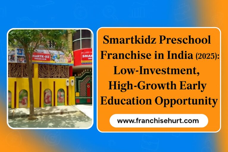 SmartKidz Preschool Franchise in India (2025) – Low-investment early education business opportunity with high growth potential, showcasing the SmartKidz school building and colorful learning environment.