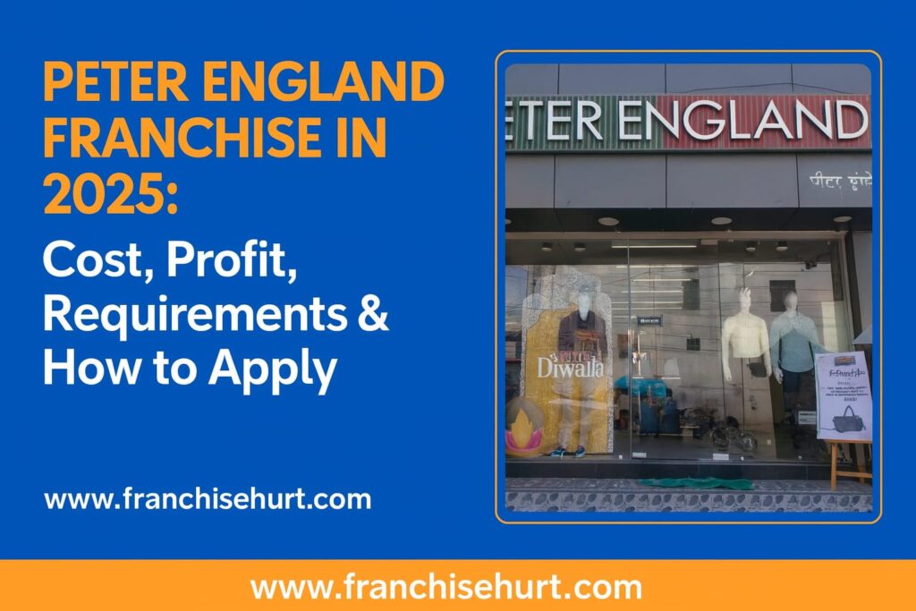 Front view of a Peter England retail store showcasing branding and apparel display — used for a blog on Peter England Franchise cost, profit, requirements, and how to apply in 2025.