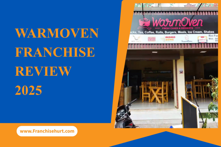 WarmOven franchise outlet with seating area and storefront banner featured in the WarmOven Franchise Review 2025.