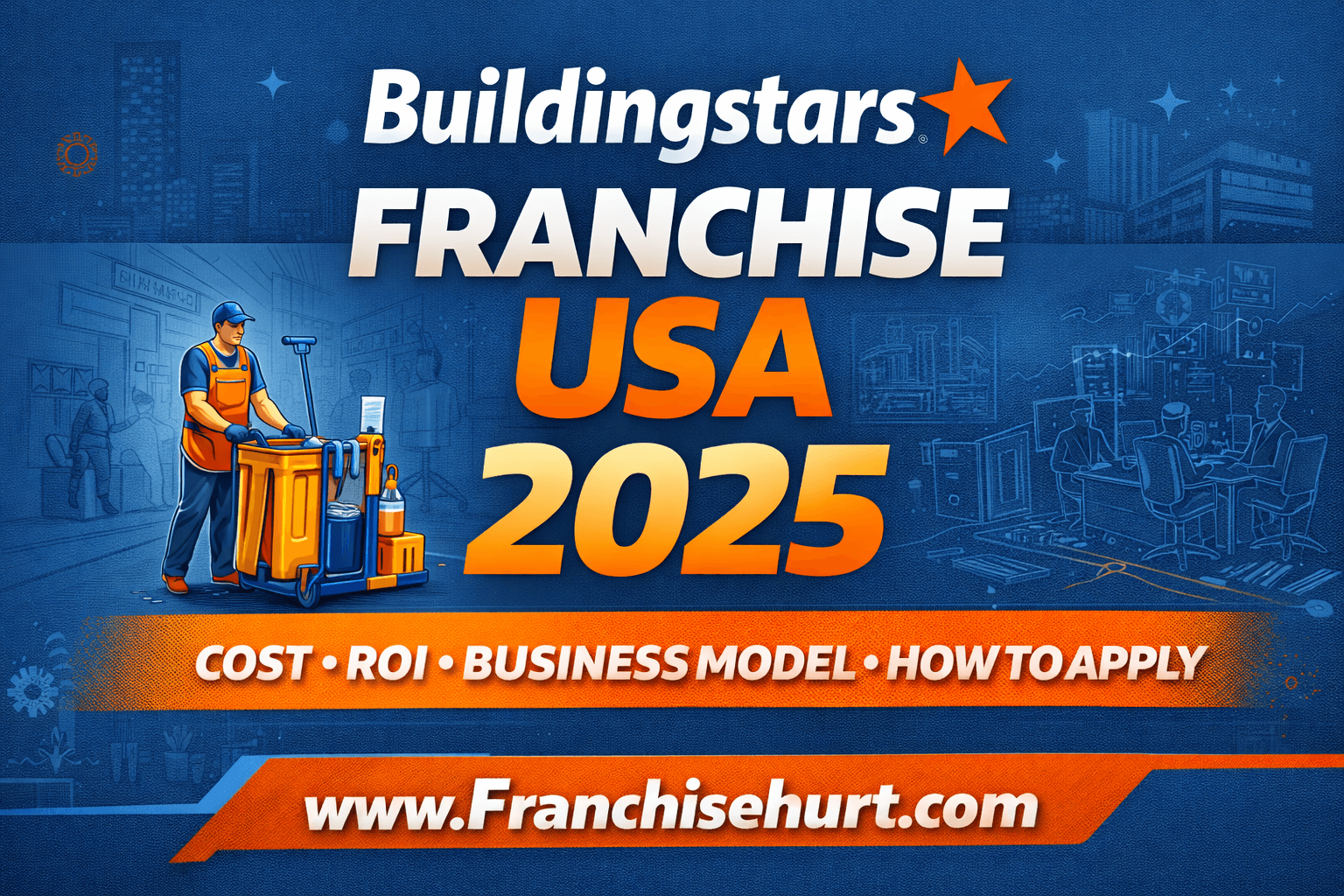 Buildingstars Franchise USA 2025 thumbnail showing commercial cleaning business model, cost, ROI and how to apply