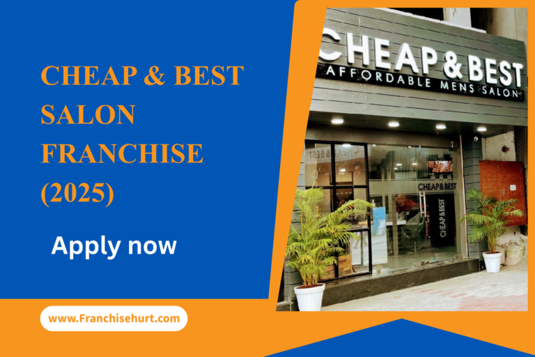 Cheap & Best Salon Franchise 2025 thumbnail featuring storefront image and Franchisehurt branding.
