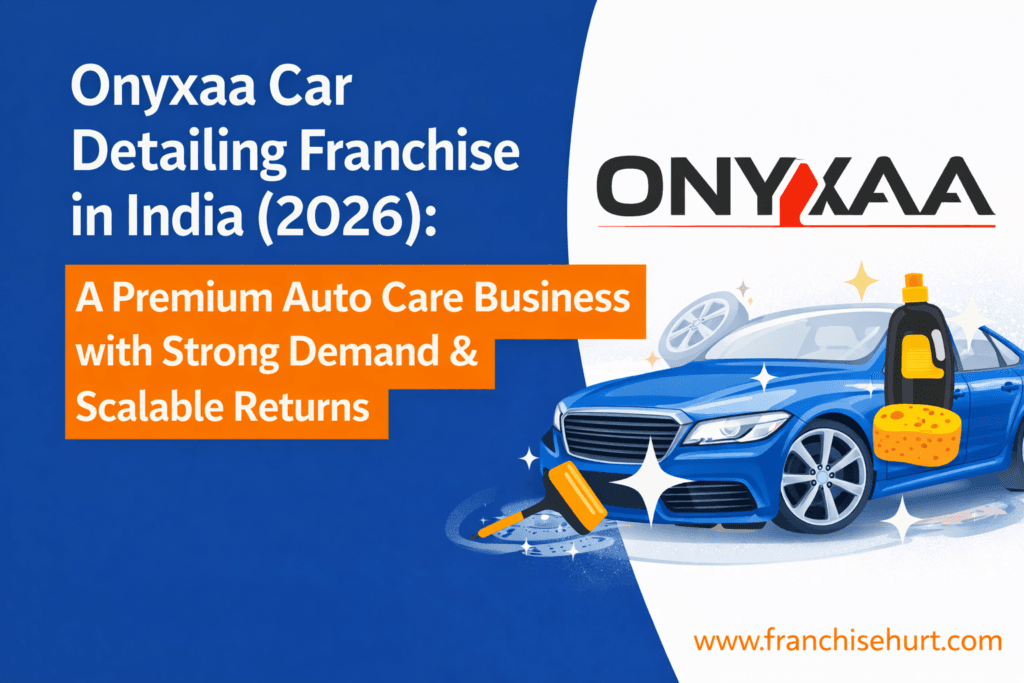Onyxaa car detailing franchise thumbnail showing premium auto care business branding and FranchiseHurt website