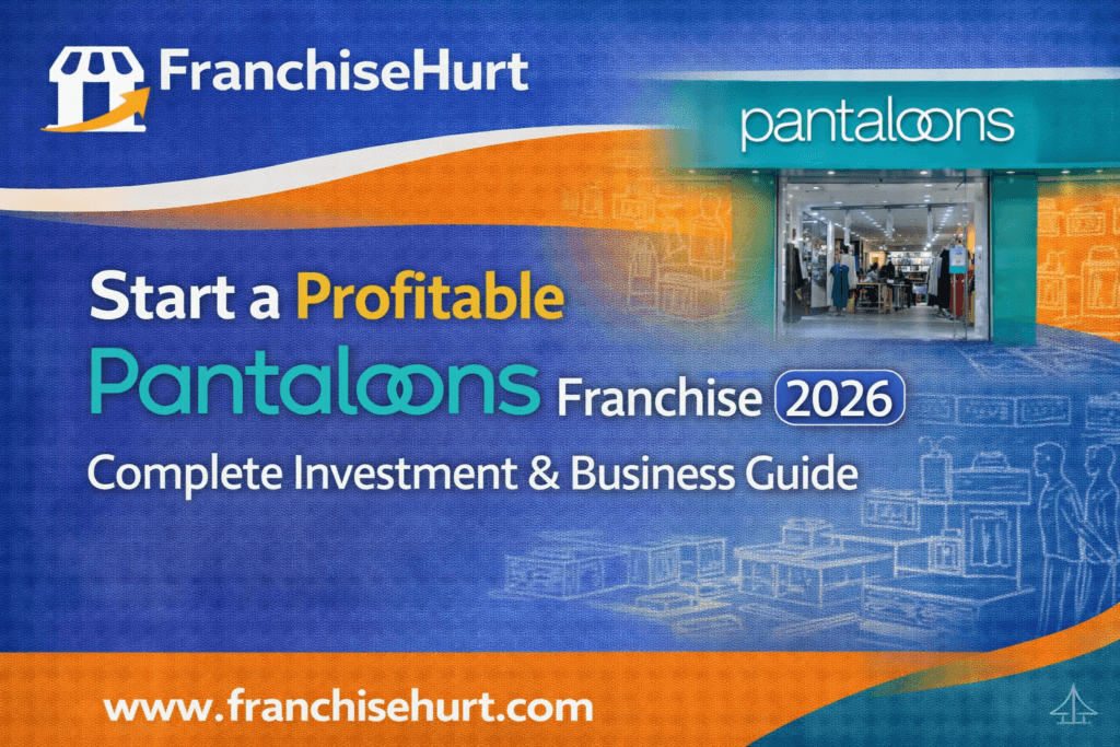 Start a Profitable Pantaloons Franchise in India 2026 thumbnail featuring Pantaloons store, retail interior, and FranchiseHurt branding.
