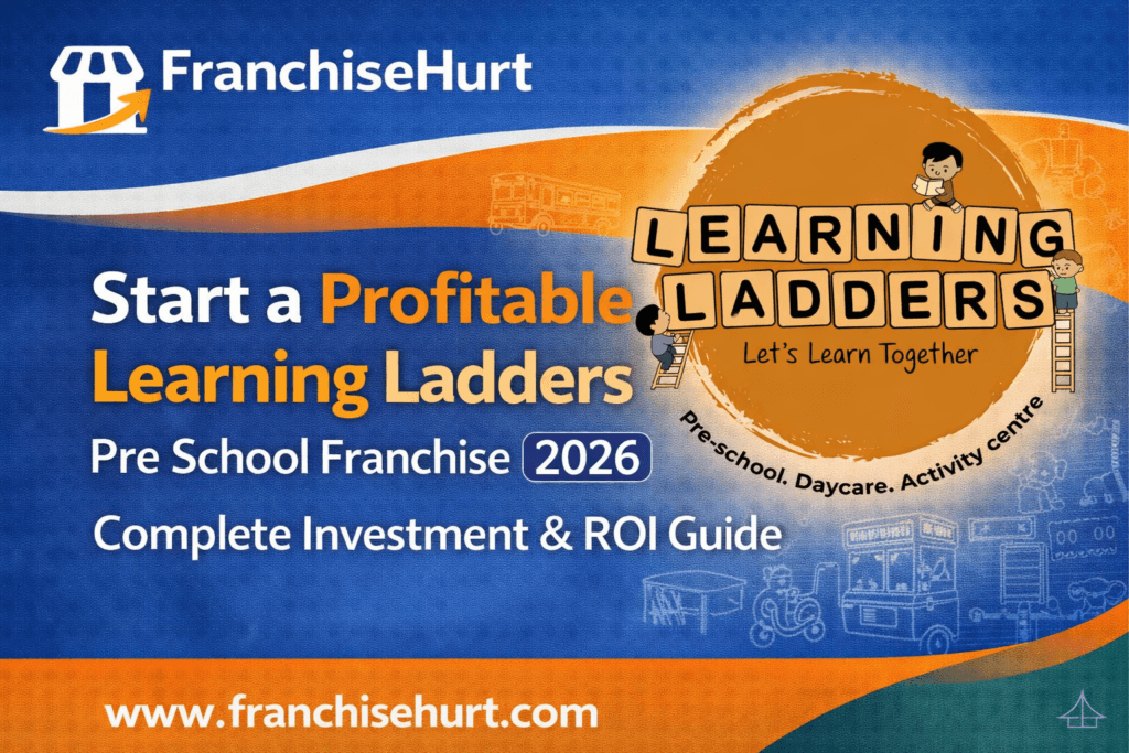 Start a Profitable Learning Ladders Preschool Franchise in India 2026 thumbnail featuring Learning Ladders logo, preschool sketch elements, and FranchiseHurt branding with website www.franchisehurt.com
.