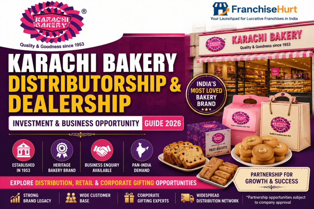 Karachi Bakery distributorship and dealership featured image highlighting business opportunities in bakery products, biscuits, cookies, retail distribution, corporate gifting solutions, and pan-India brand expansion for 2026.