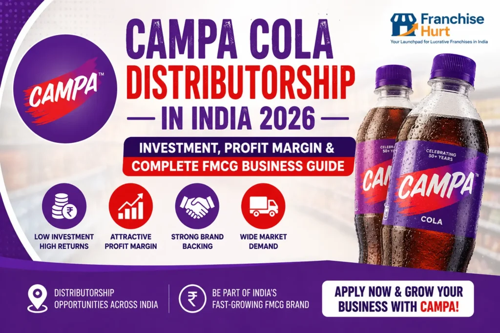 Campa Cola Distributorship in India 2026 guide featuring investment, profit margin, eligibility, distributor opportunities, and FMCG business expansion.