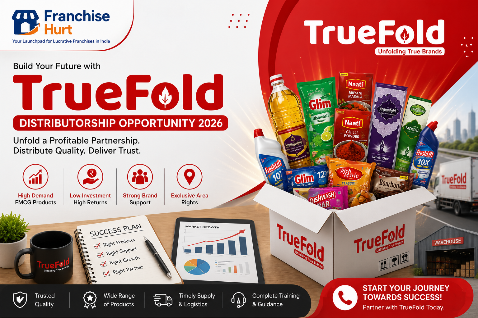 Build your future with TrueFold distributorship featuring FMCG products, warehouse, and business growth opportunities