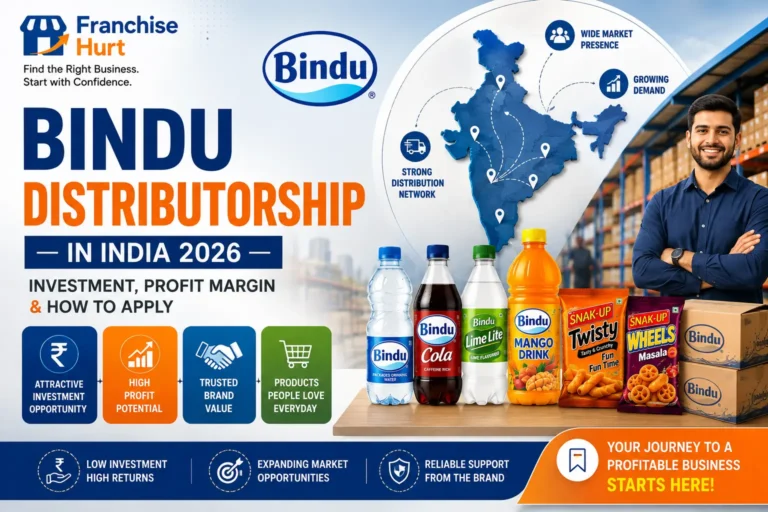 Bindu distributorship cover image showing India distribution network, warehouse operations, distributor, beverage products and snack portfolio.
